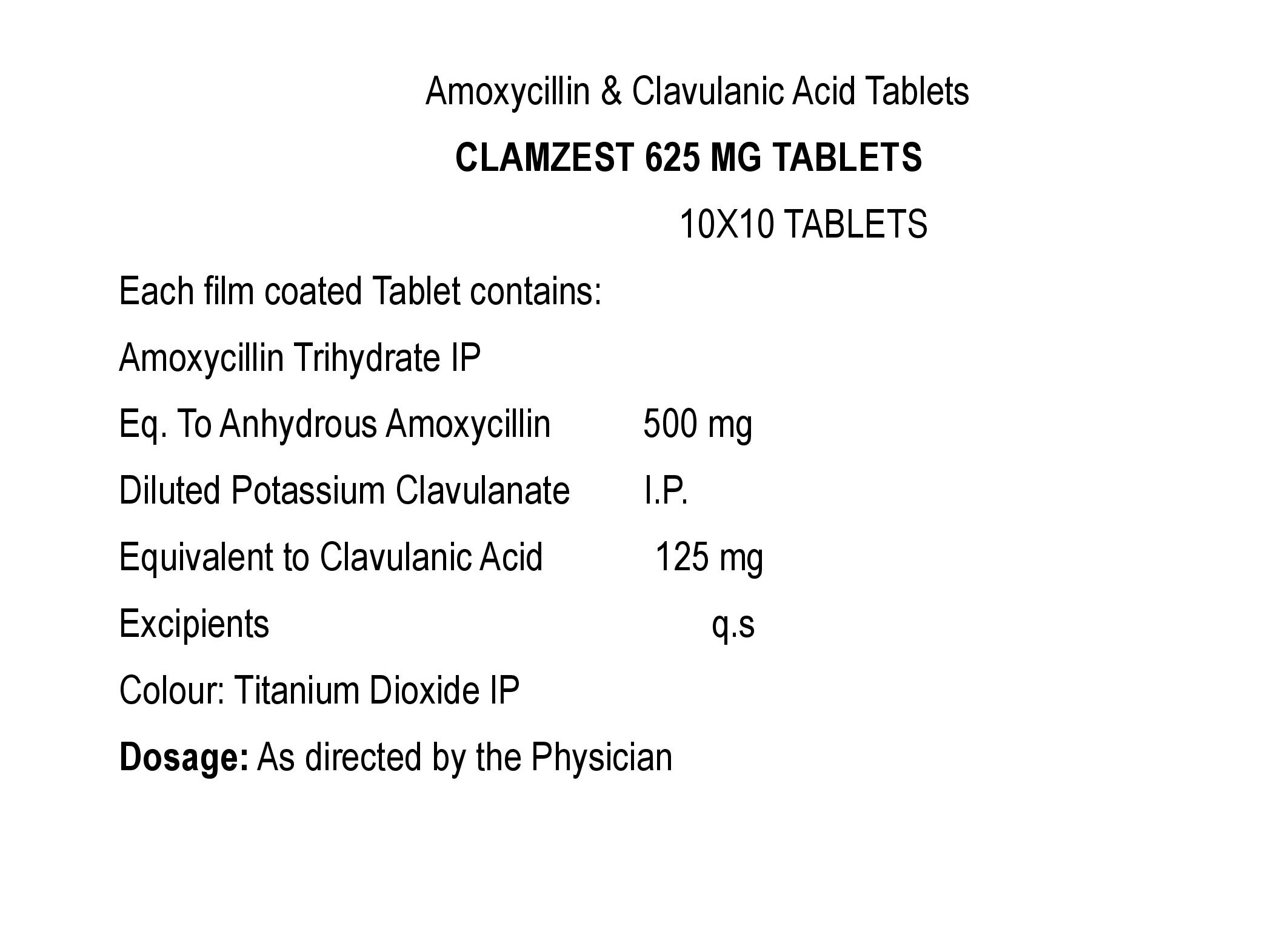 CLAMZEST 625 MG TABLET
